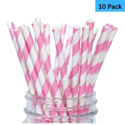 Pink Paper Straws 10pk
